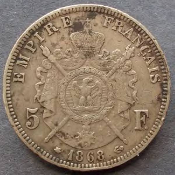 1868-Napoleon-III-5-Franc